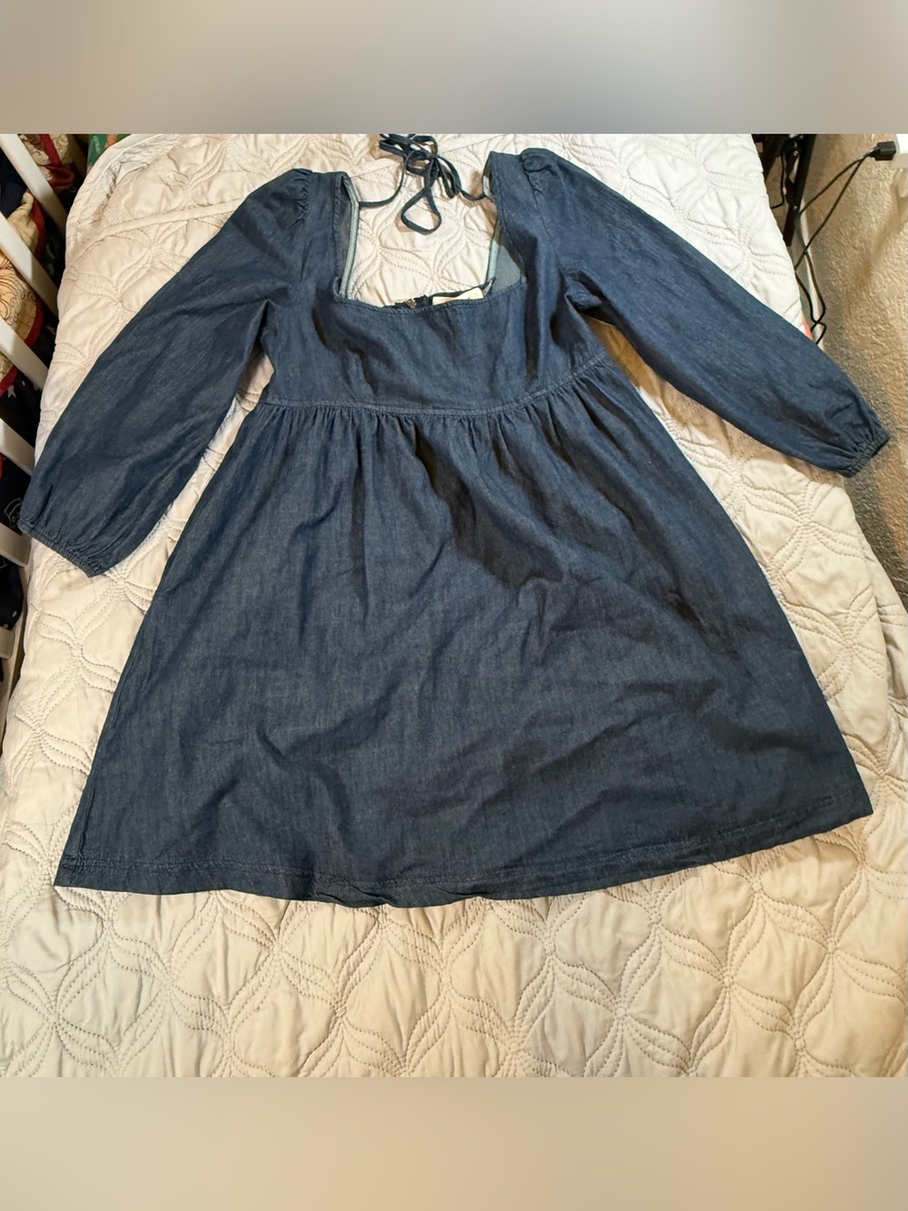 Mustard Seed Denim Square Neck‎ Babydoll Dress NWT Medium